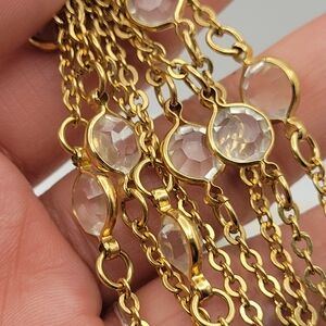 Gold Tone Necklace with Crystal Accents